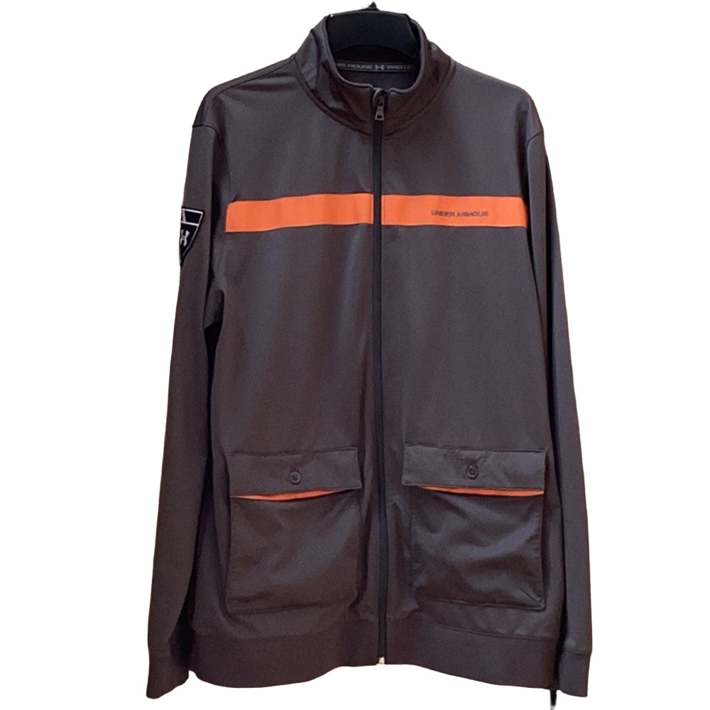 Under Armour cold Gear charcoal gray and orange full zip jacket. Men’s large